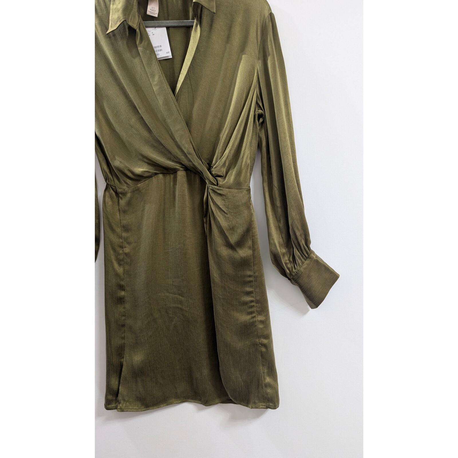 H&M Low-cut V-neck Wrapover Tunic with Draped Knot Detail Size 6