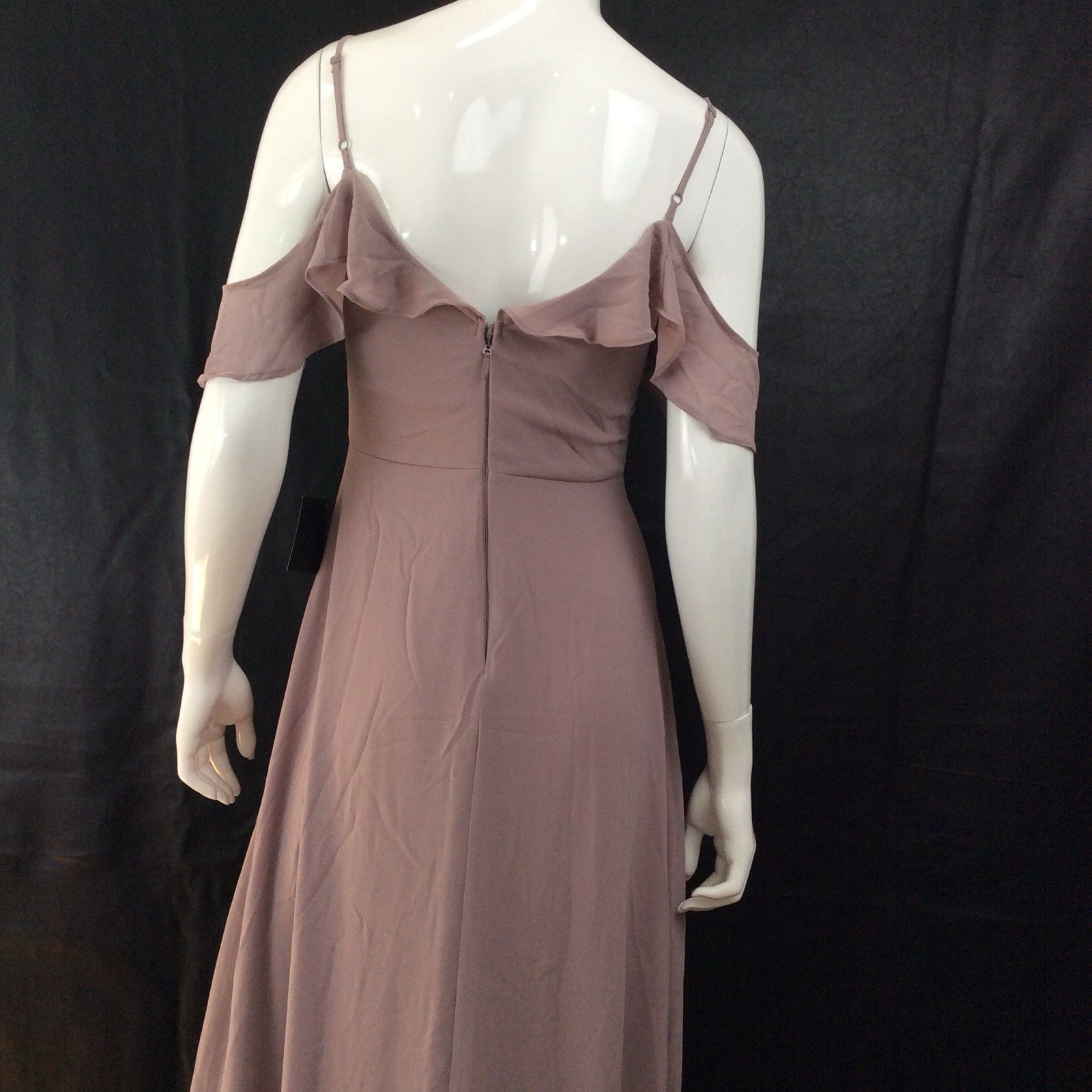 Soieblu Mauve Chiffon Cold Shoulder Ruffle Maxi Dress Formal Wedding Fairycore S