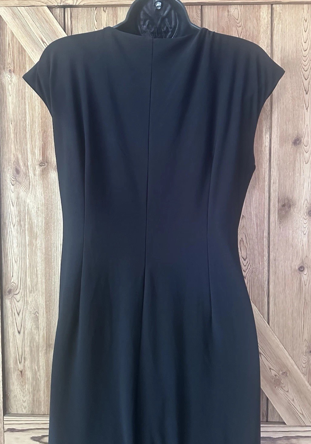 ESTABLISHED 1962 Black V-Neck Cap-Sleeve Faux Wrap Stretchy Dress Size 12