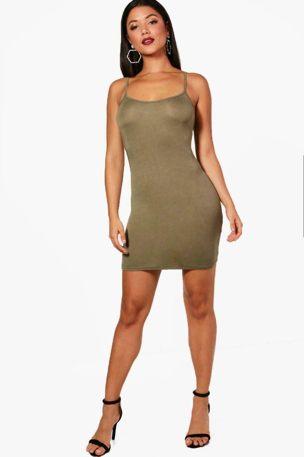 CAMI TUNIC BODYCON DRESS SLEEVELESS WOMEN TANK STRAPPY MINI SLING DRESS