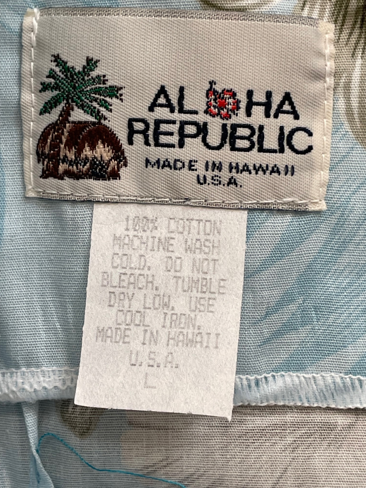 Aloha Republic Authentic Hawaiian Dress Large Sleeveless Blue Floral Cotton USA