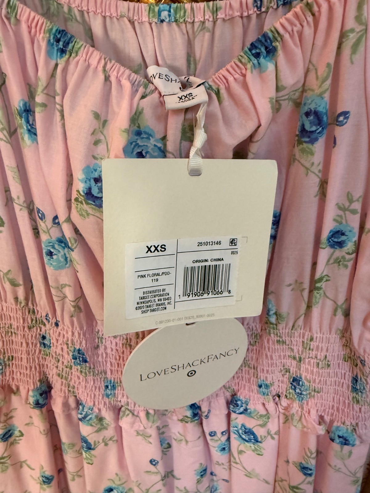 NWT LoveShackFancy x Target Sabine Pink Floral Maxi Dress Cotton Ruffle XXS P