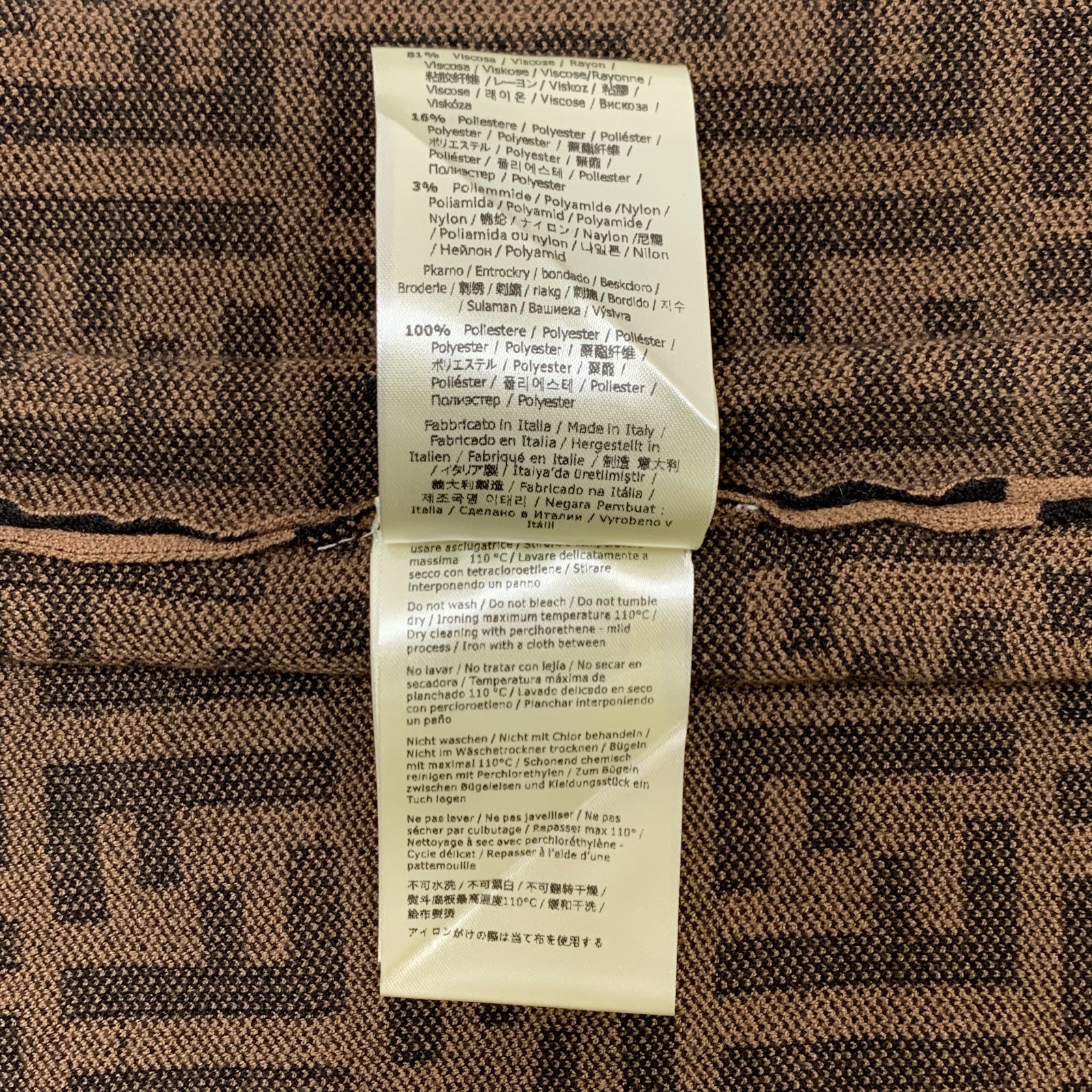 Fendi Zucca FF Monogram Logo Knitted Polo Stretched Dress Brown 38 (S) Size