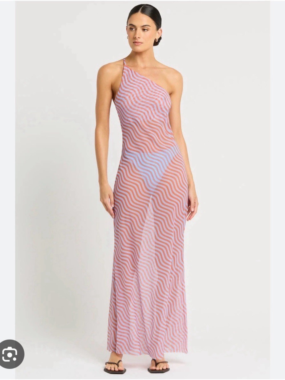 Women’s M/L Long Striped Orange Sheer Coverup Maxi Dress Brand New