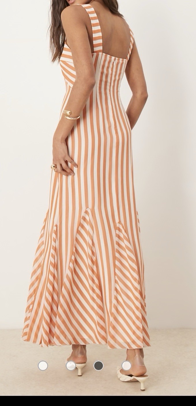 ASOS DESIGN spliced striped cami maxi dress with godets in rust stripe Woman 14