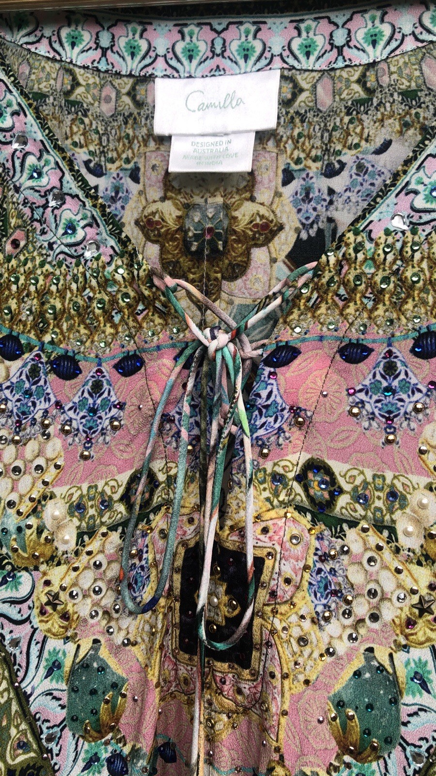 CAMILLA Long V Neck Lace Up Silk Kaftan NEW 🩵💛💚🩷 OSFA.