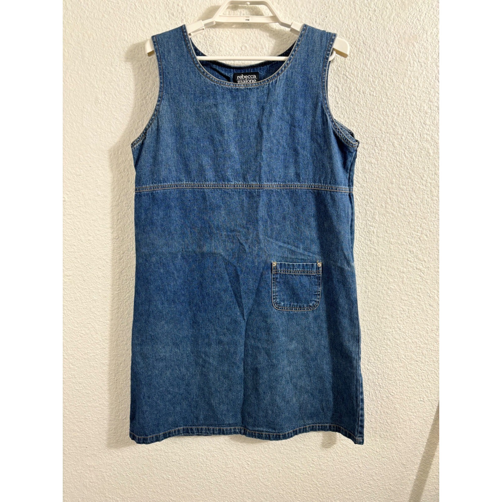 Rebecca Malone Denim Overall Dress Jumper Y2K Style Sleeveless Medium