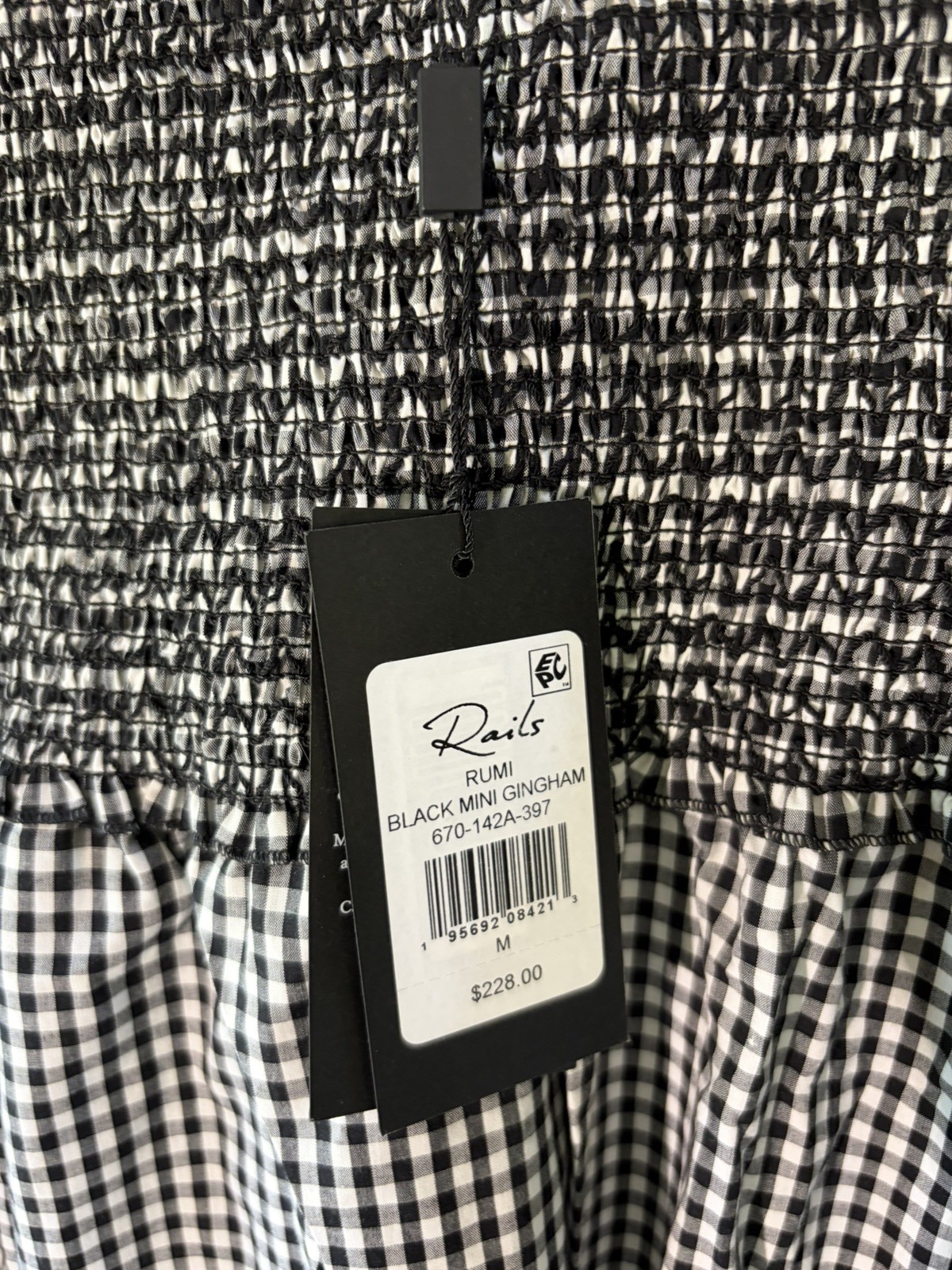 Rails Womens Dress Size M Rumi Black Midi Gingham NWT