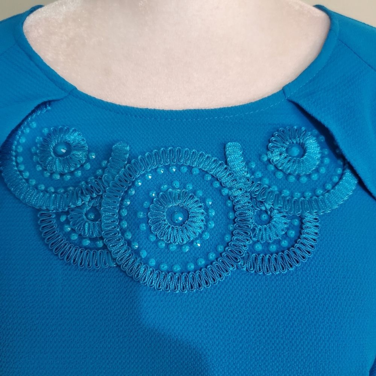 Lilly Pulitzer Leni Peacock blue embroidery beaded ruffle shift dress 4 NWT