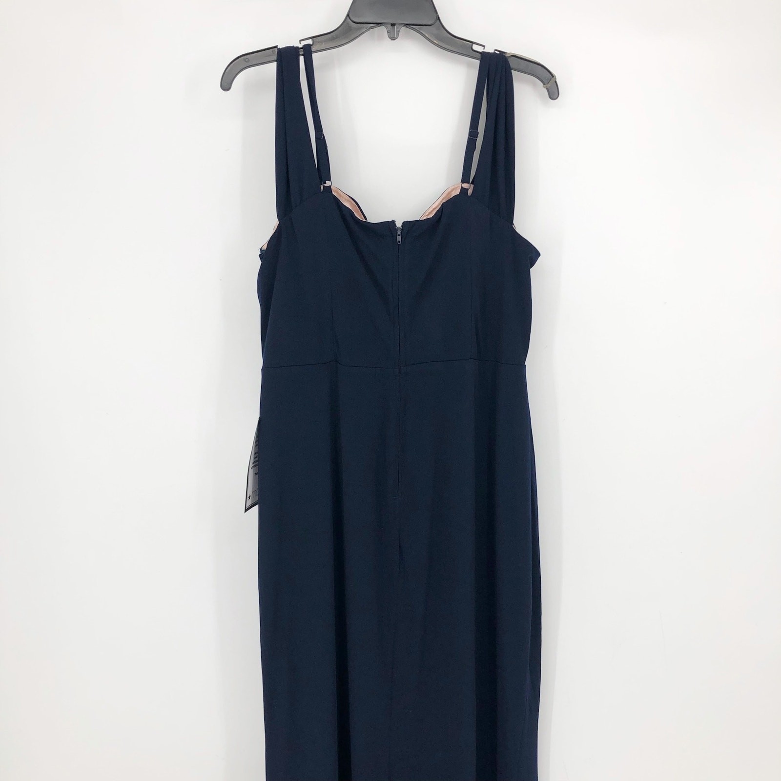 CITY STUDIO Trendy Off-The-Shoulder Slit Gown 16W Navy Blue Rose Pink NWT