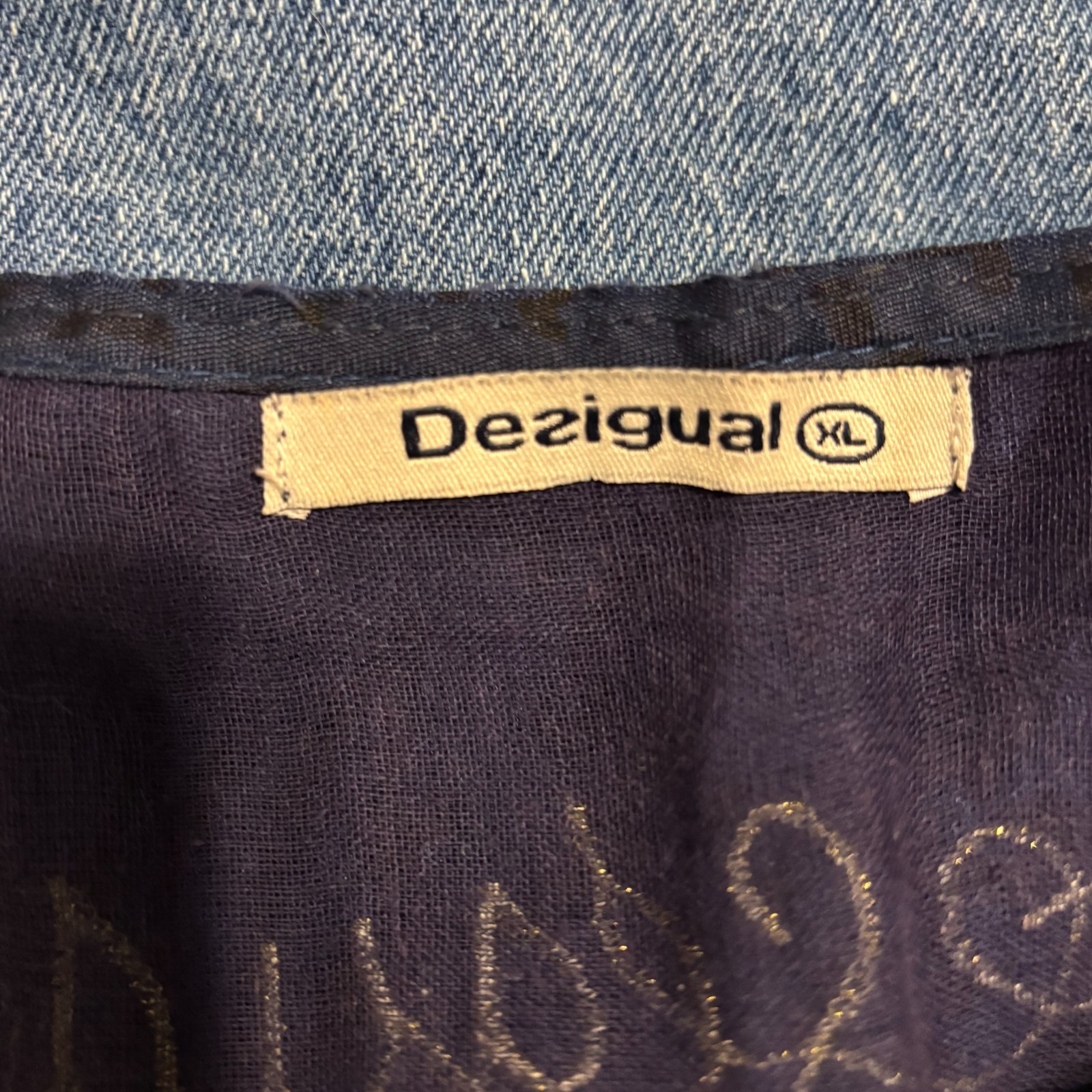 DESIGUAL Graphic Abstract Embroidered Logo Sheath Dress Art to Wear Y2K Boho XL