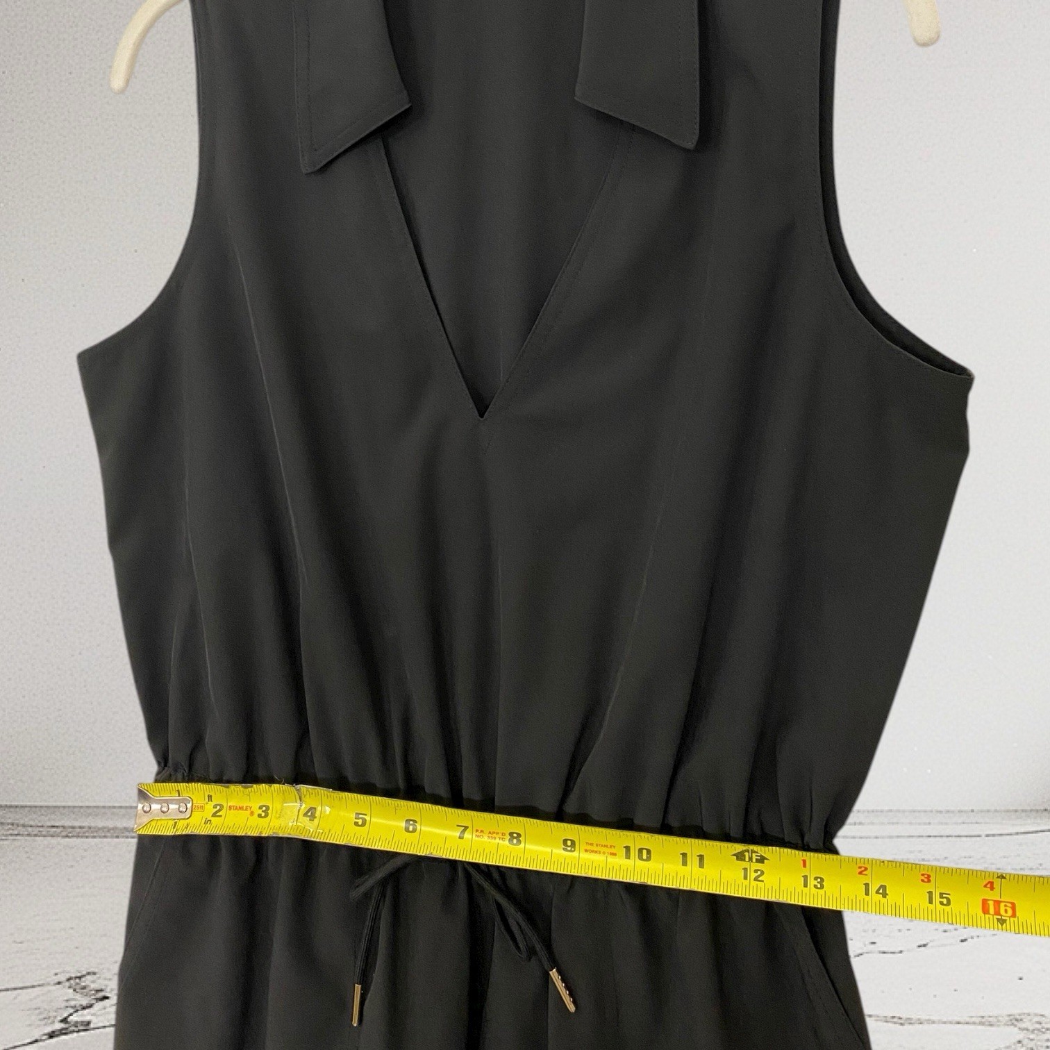 Calvin Klein Drawstring Waist Collard Sleeveless Sheath Dress Size 8 Stretch