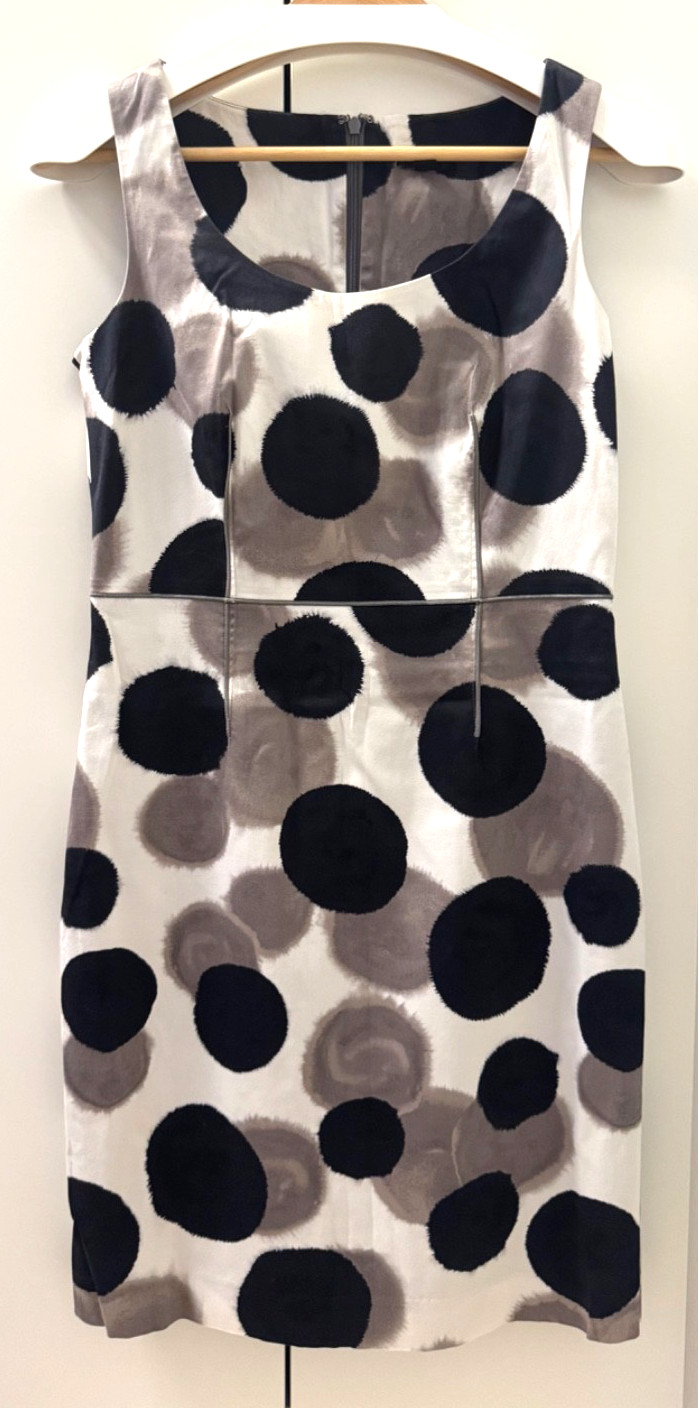 Ann Taylor White Gray Black Polka Dot Sheath Dress (Size 4P)
