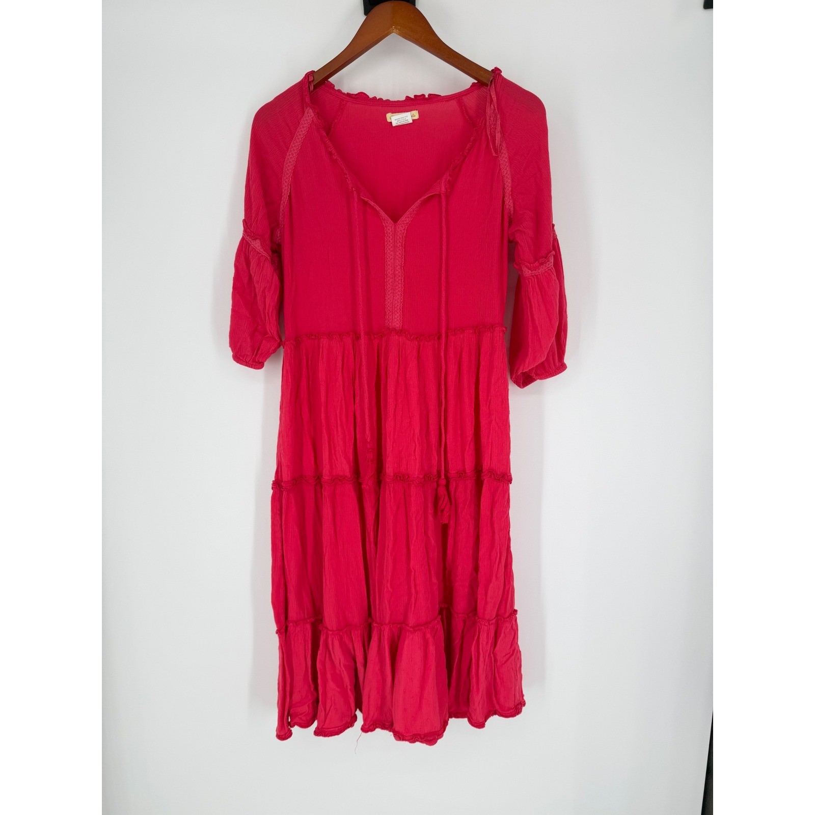 Sweet Magnolia Womens Dress Medium Peasant Romantic Boho Cottagecore Tiered Maxi