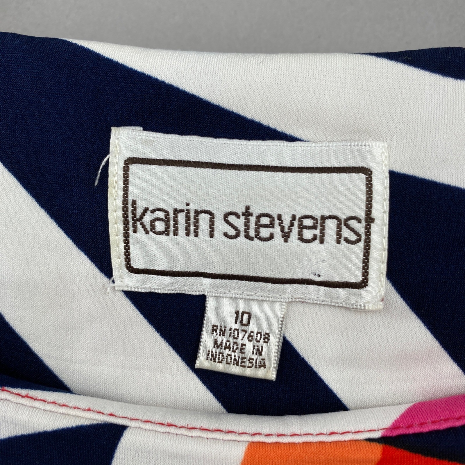 Karin Stevens Geometric Abstract Print Sheath Dress Womens Sz 10 Red Navy y2k