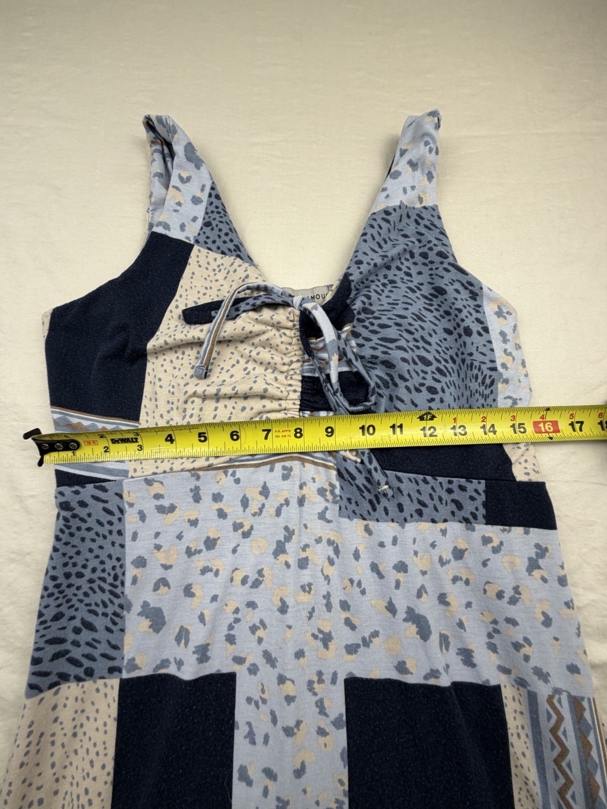 Absolutely Famous Womens XL Blue Patchwork Sleeveless Maxi Tie Front