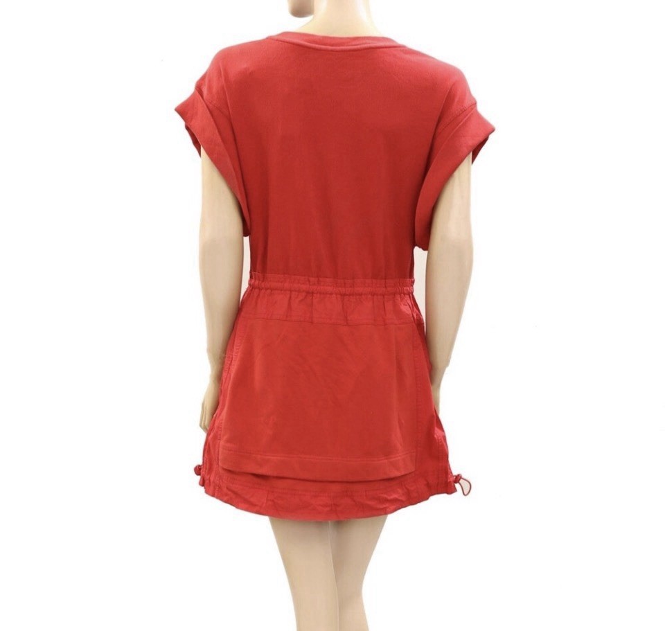 Daily Practice by Anthropologie Short-Sleeve Mini Dress Red Ribbed Tie Medium P4