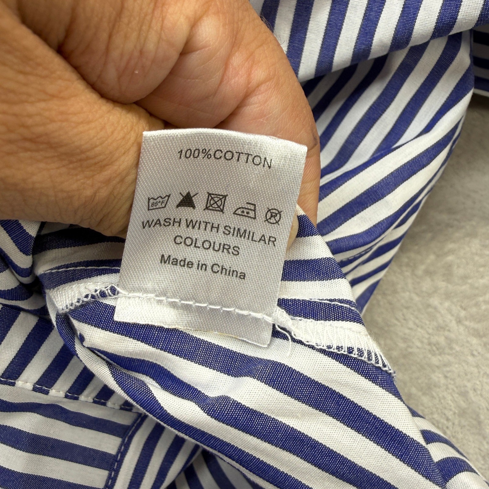 Shirty Australia Sybil Longline Shirt Dress Women XL Navy Stripe Preppy Hamptons