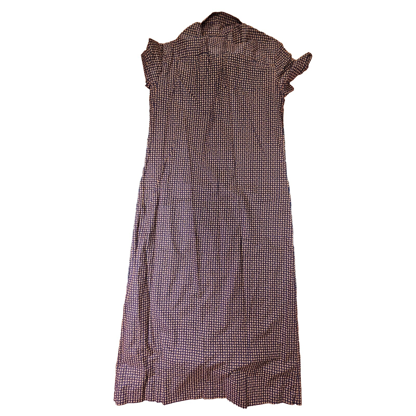 J.G. Hook Womens Button Print Dress 12 Blue No Belt Knee Length Short Sleeve e4b