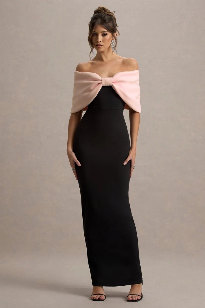 NEW Club L London Strapless Maxi Dress with Oversized Bow, Women Size US 8