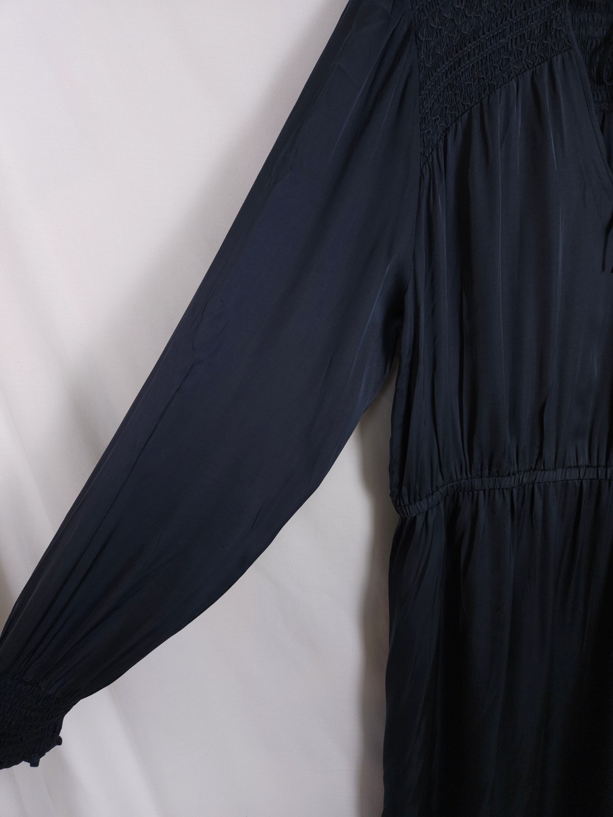 Matilda Jane Good Hart Large Gray Satin Smocked Beaufort Long Sleeve Midi Dress