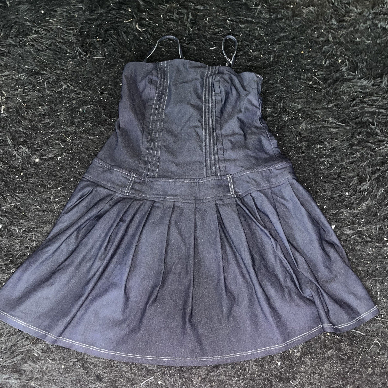 Wild Fable Dyed Navy Blue Spaghetti Strap Pleated Mini Dress-Size M