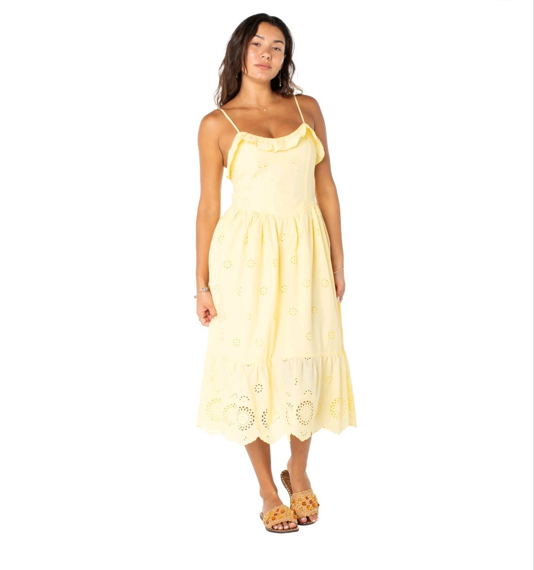 Celebrity Pink Women’s Tie Strap Eyelet Midi Dress XXL NWT