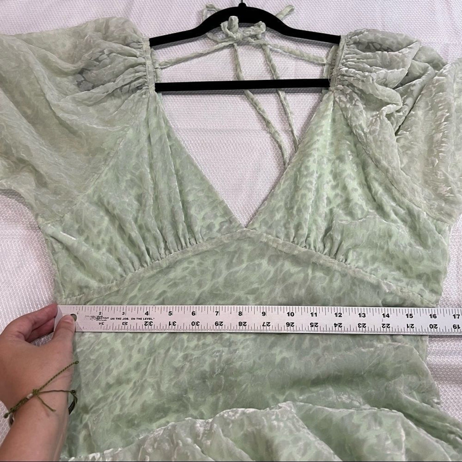 Nasty Gal Mint‎ Devore Maxi Dress Billow Sleeves Womens 8 NWT