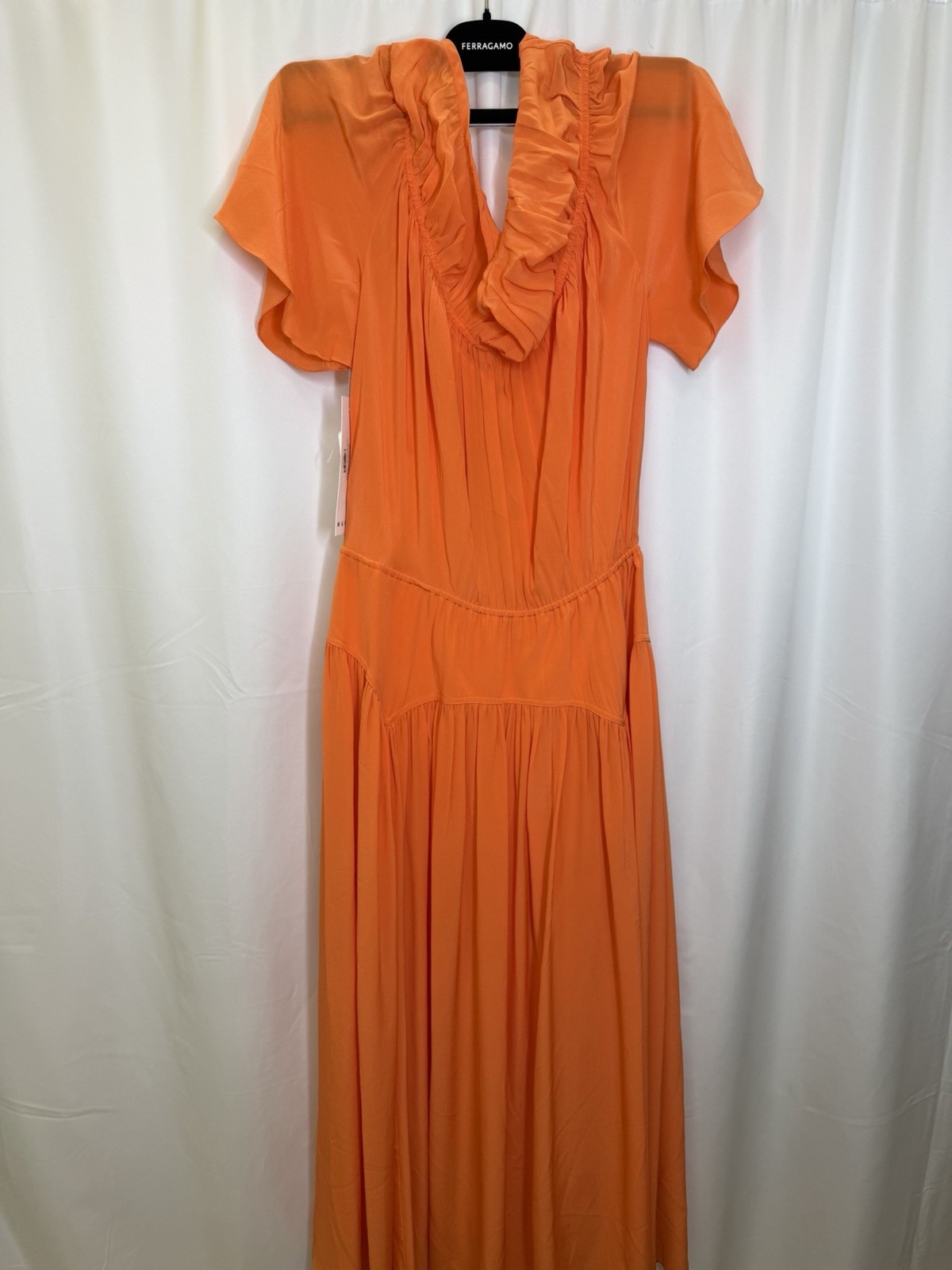MARNI SILK CREPE DE CHINE ORANGE MAXI DRESS WOMEN’S IT 40-NWT-MSRP $2205