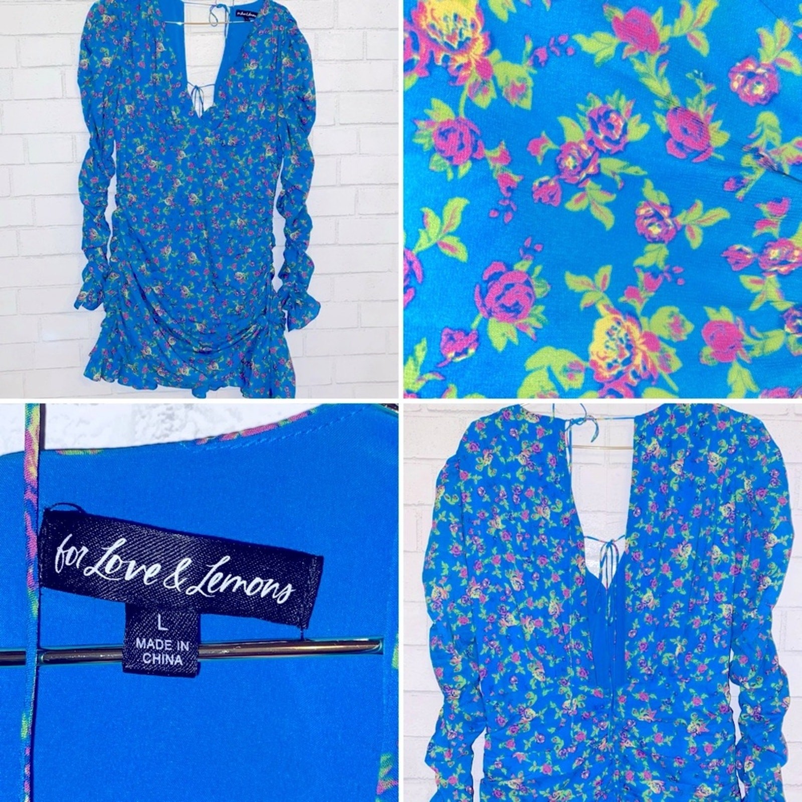 For Love & Lemons $265 Bahama Mini Dress LG EUC