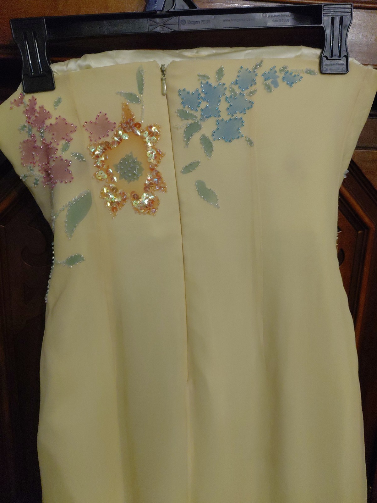 Vintage Cache Yellow Dress Maxi Beaded Floral Gown 2 S Silk Y2K Glam Evening
