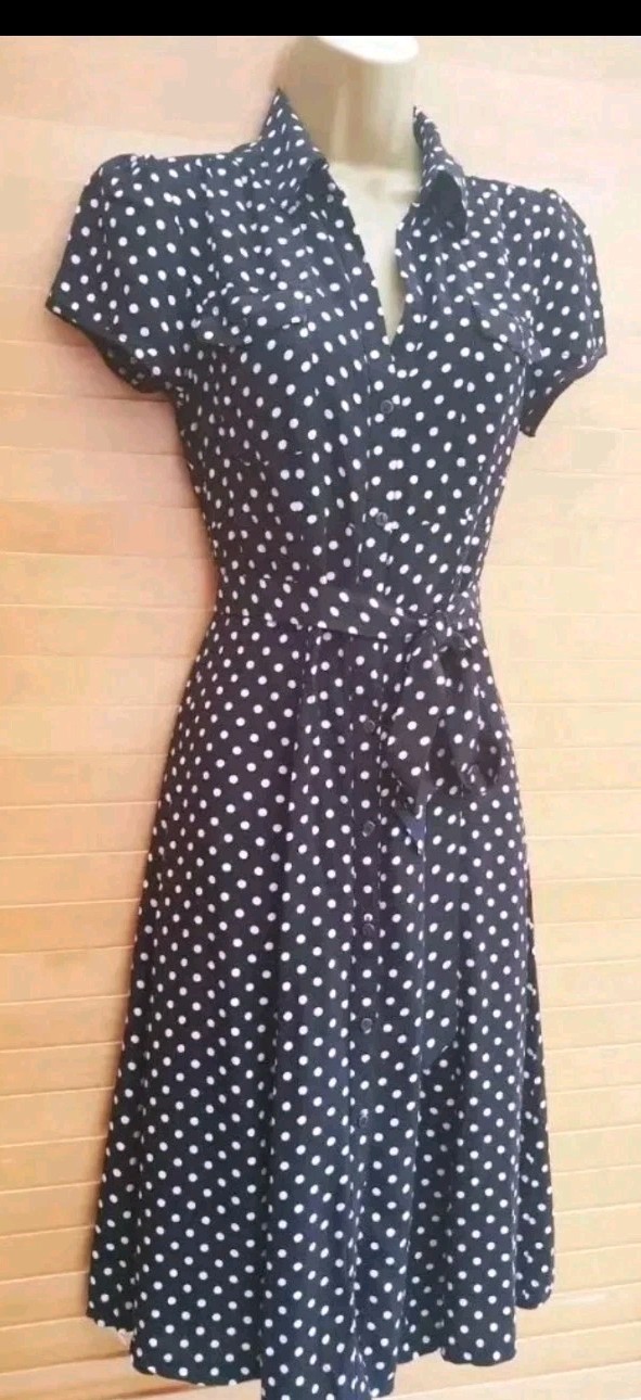 Vintage 1940s 1950s style Polka-dot party shirtwaister dress Size 10 Twinwood
