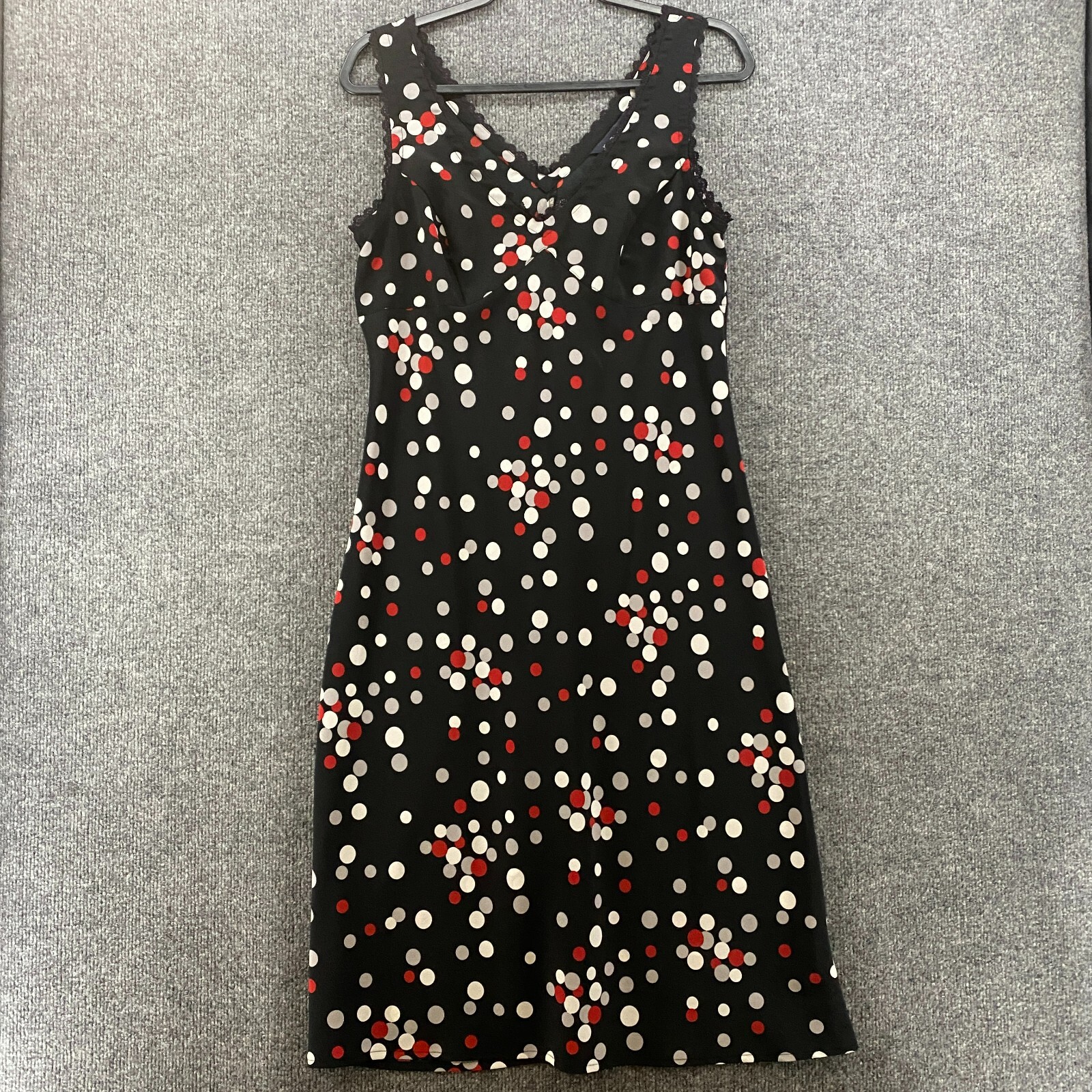 Jonathan Martin Dress Womens 9 Black Polka Dots Midi Babydoll Vintage 90s Y2K