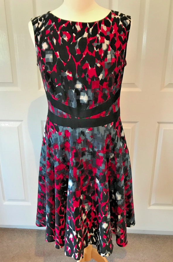 COAST Pink, Grey & Black Abstract Animal Print Skater Dress, Size 12, BN No Tags