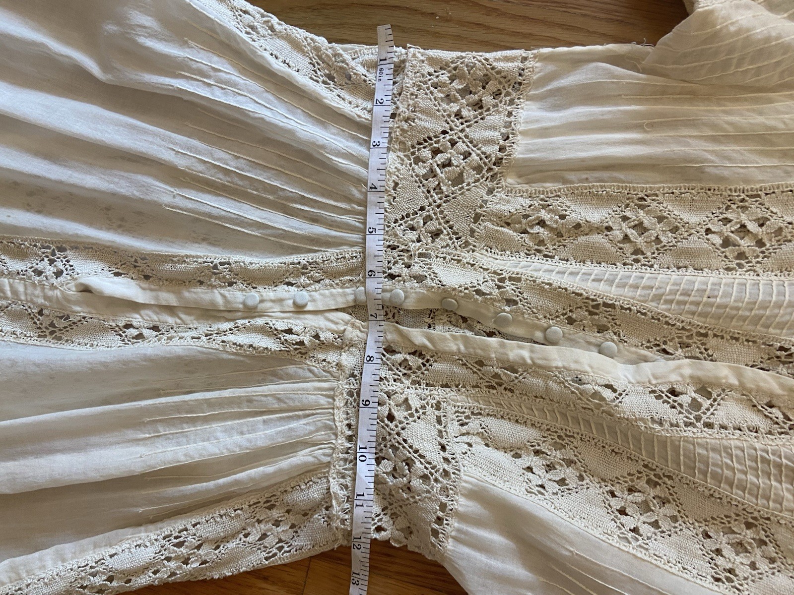 Vintage White Solid Lace Button Front Short Sleeve Midi Dress Women’s Size S