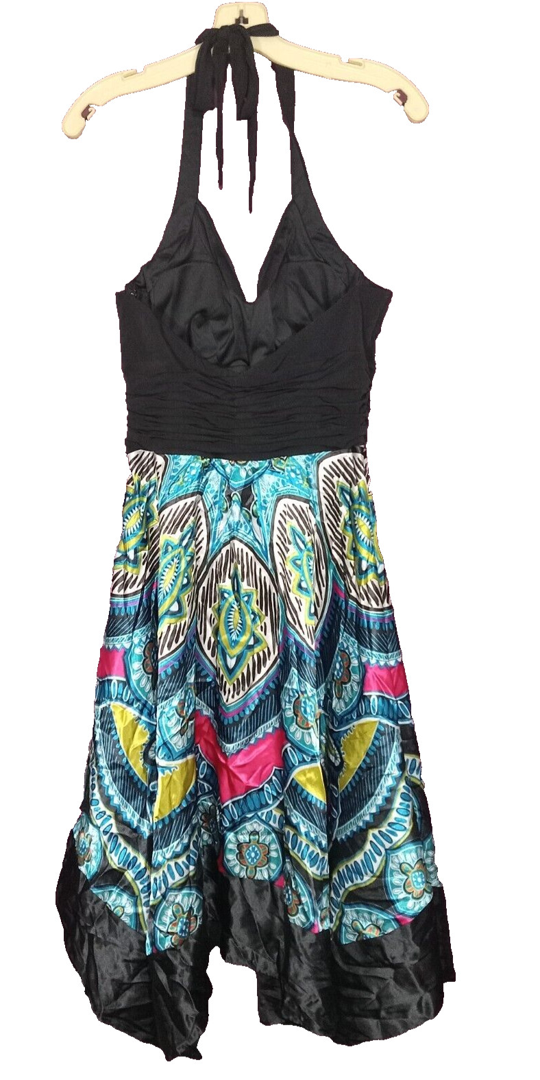 signature by sangria size 14 multicolor paisley dress tie behind neck boho