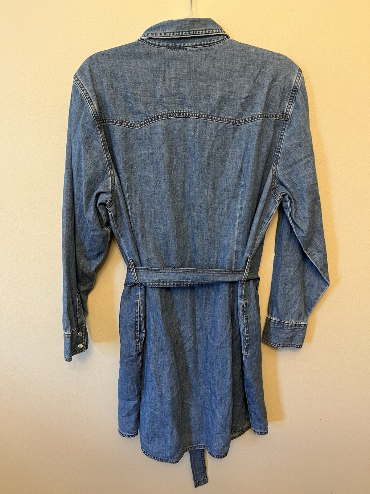 NWT Wrangler Long Sleeve Western Pearl Snap Denim Dress Women’s Size Large