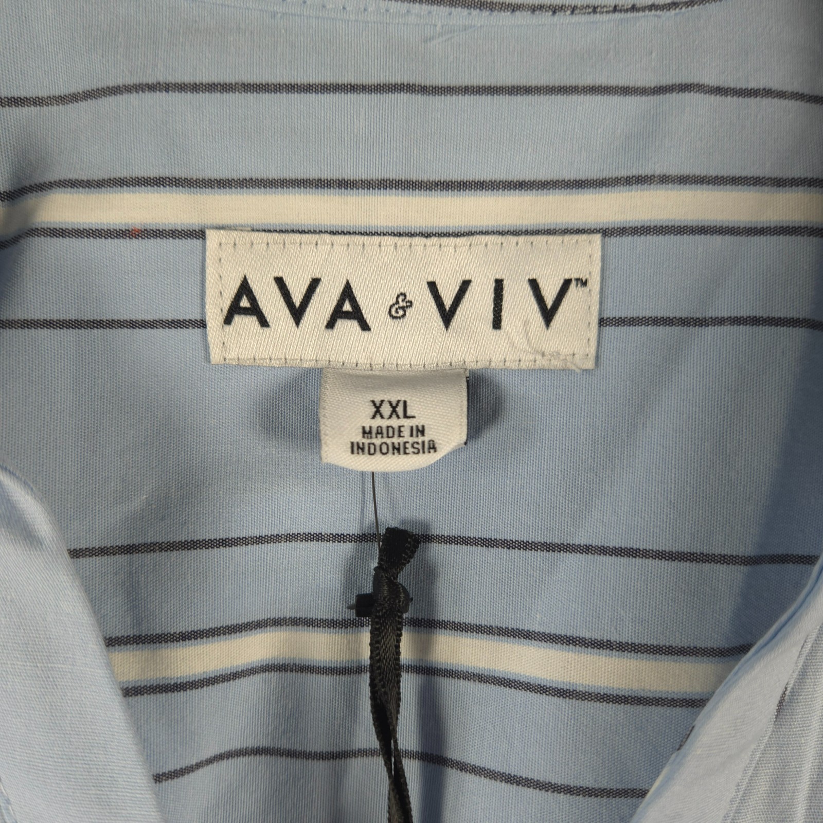 NWT AVA & VIV Blue/White Stripe POPLIN SHIRT DRESS Size XXL Defined Waist