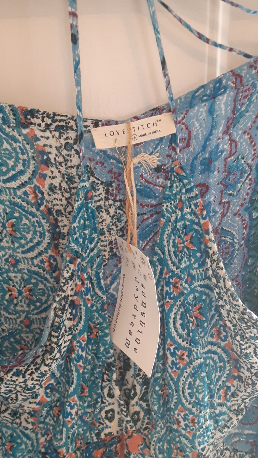 Love Stitch Blue/multi Boho Floral Gauzy Sleeveless Maxi Dress Size Small New