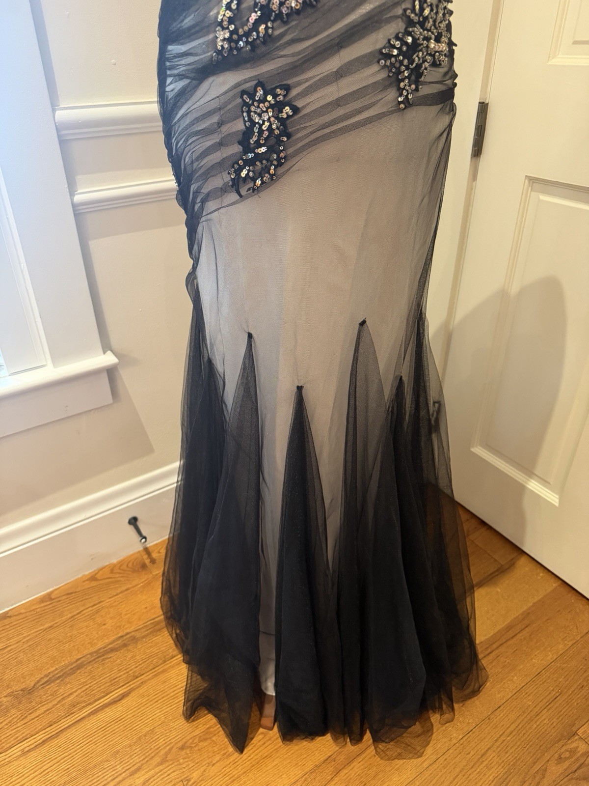 Vintage Cassandra Stone Black And Gray Evening Gown