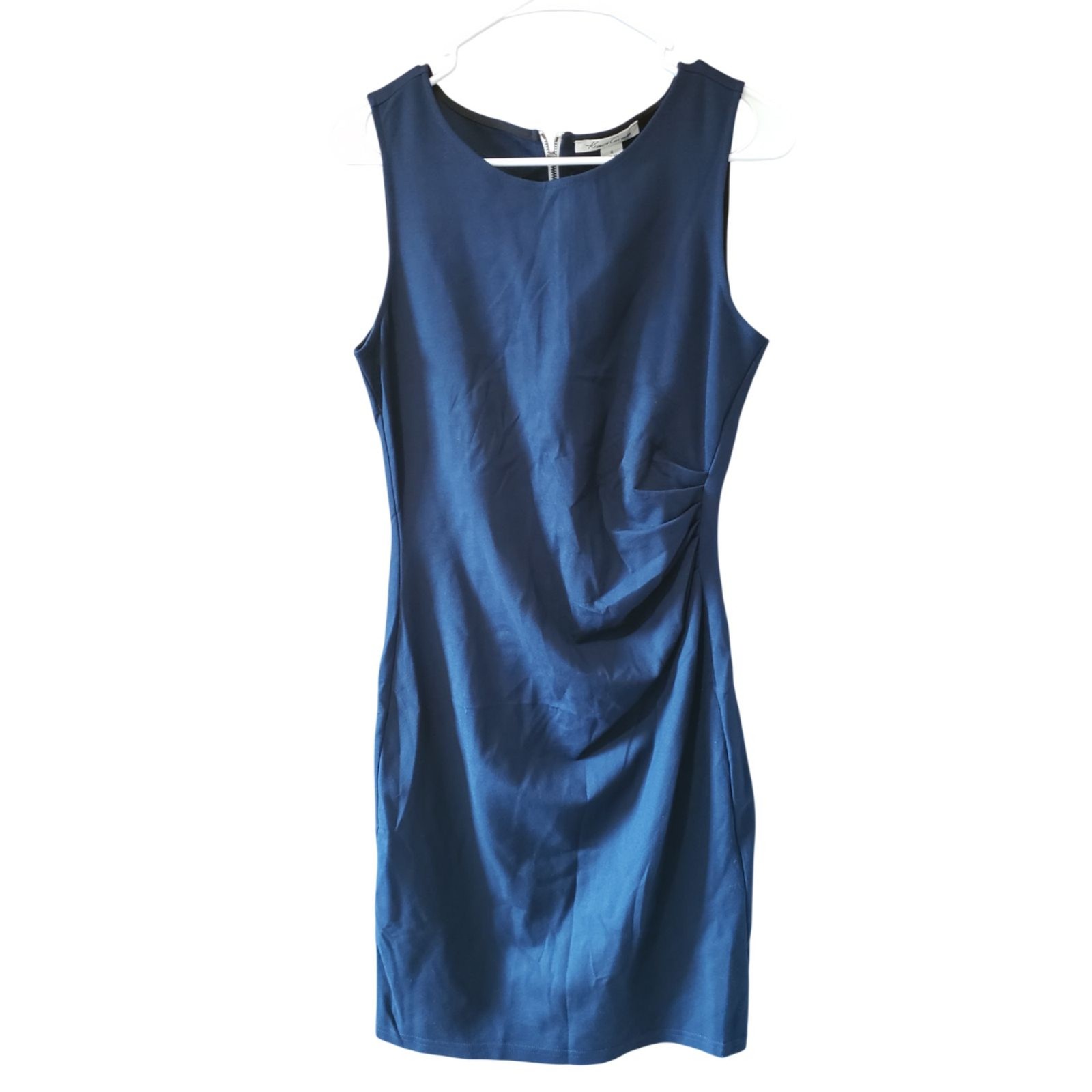 Kenneth Cole Hilary Bodycon Dress Full Back Zipper Ruched Waist Sz 6