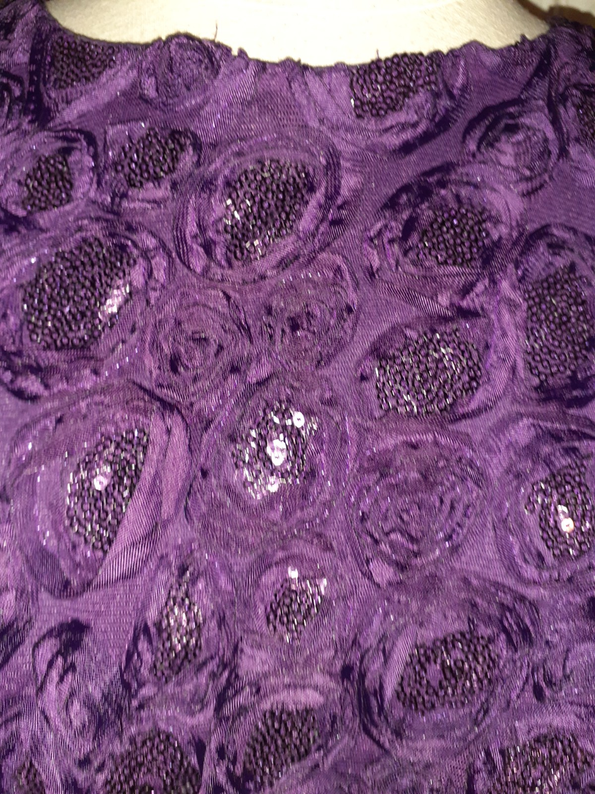 EN FOCUS STUDIO Size 12 Sheath Dress Purple Sleeveless Stretch Knit Sequins