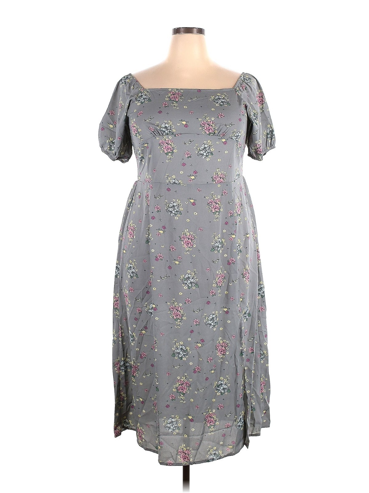 Disney Parks Shop Aladdin Jasmine Floral Print Midi Sundress Dress Gray Sz XL