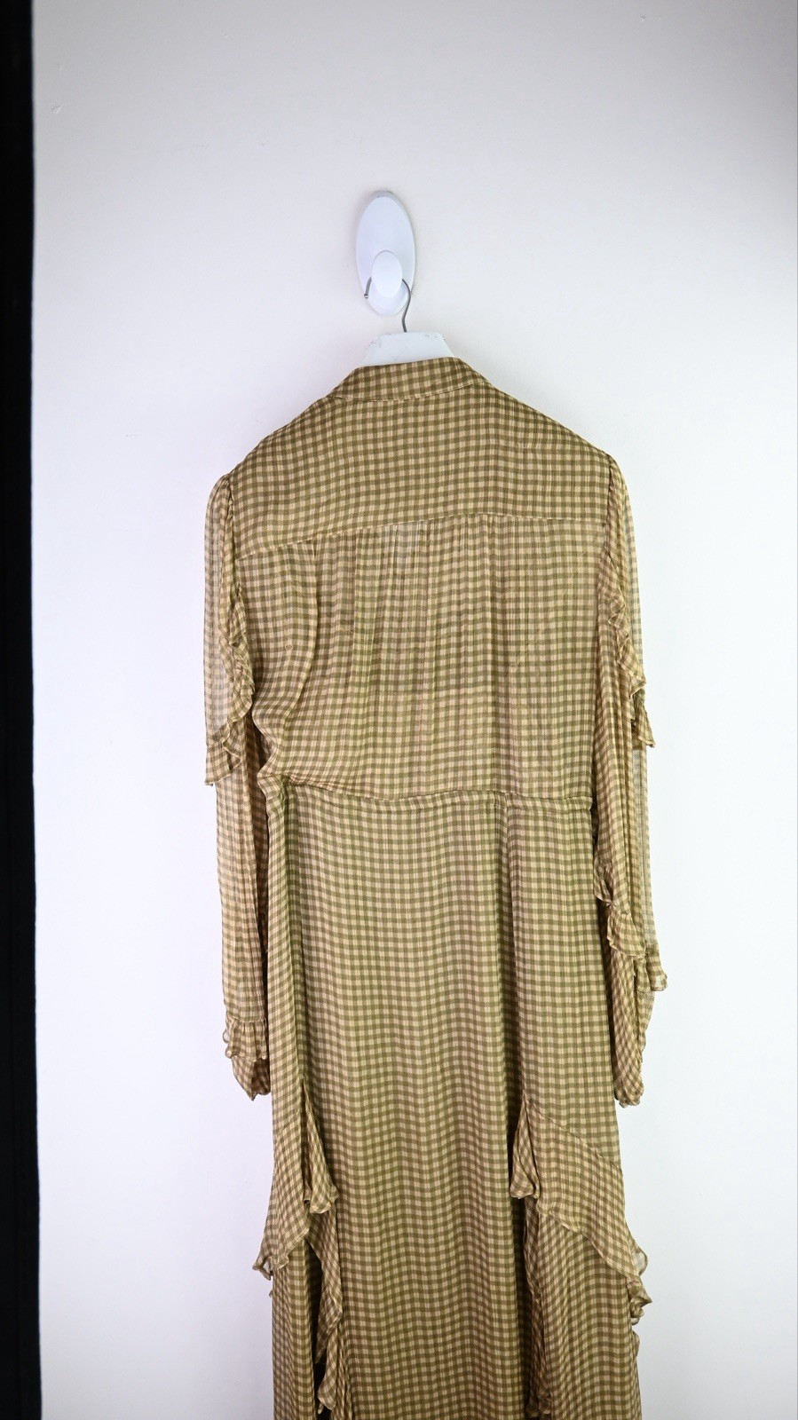 Shona Joy “Eleonora”drawstring Frill midi dress in Olive size UK12