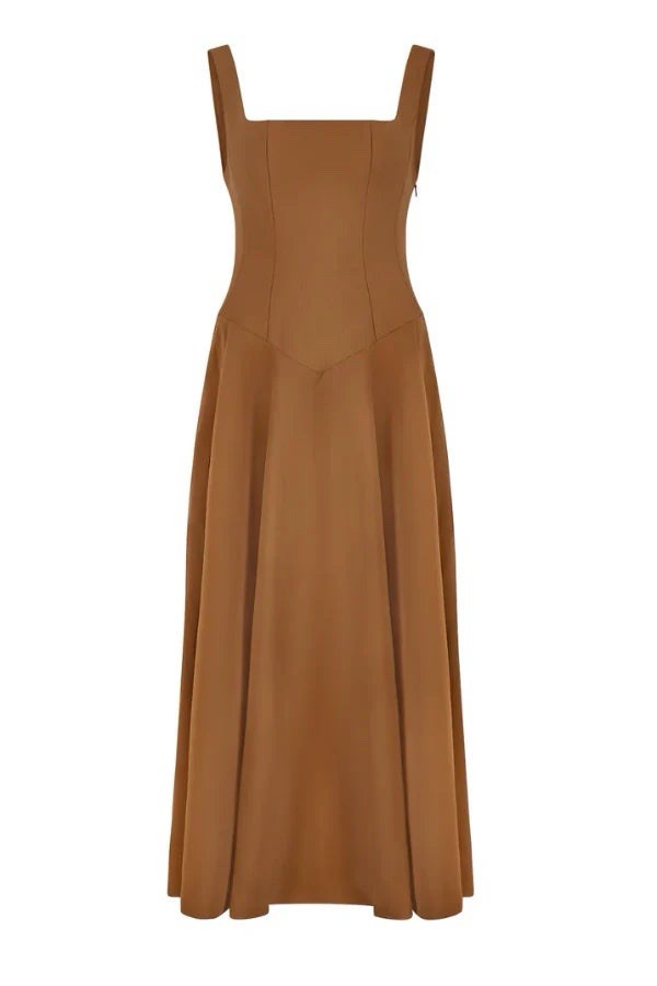 ODD MUSE – The Ultimate Muse Low Waist Square Neck Midi Dress – Olive XS BNWT!
