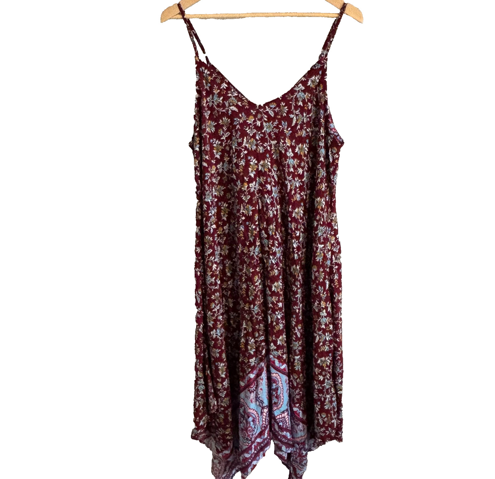 CHIGANT Handkerchief Hem Dress Ditsy Foral Fairycore Beach Boho Resortwear XXL