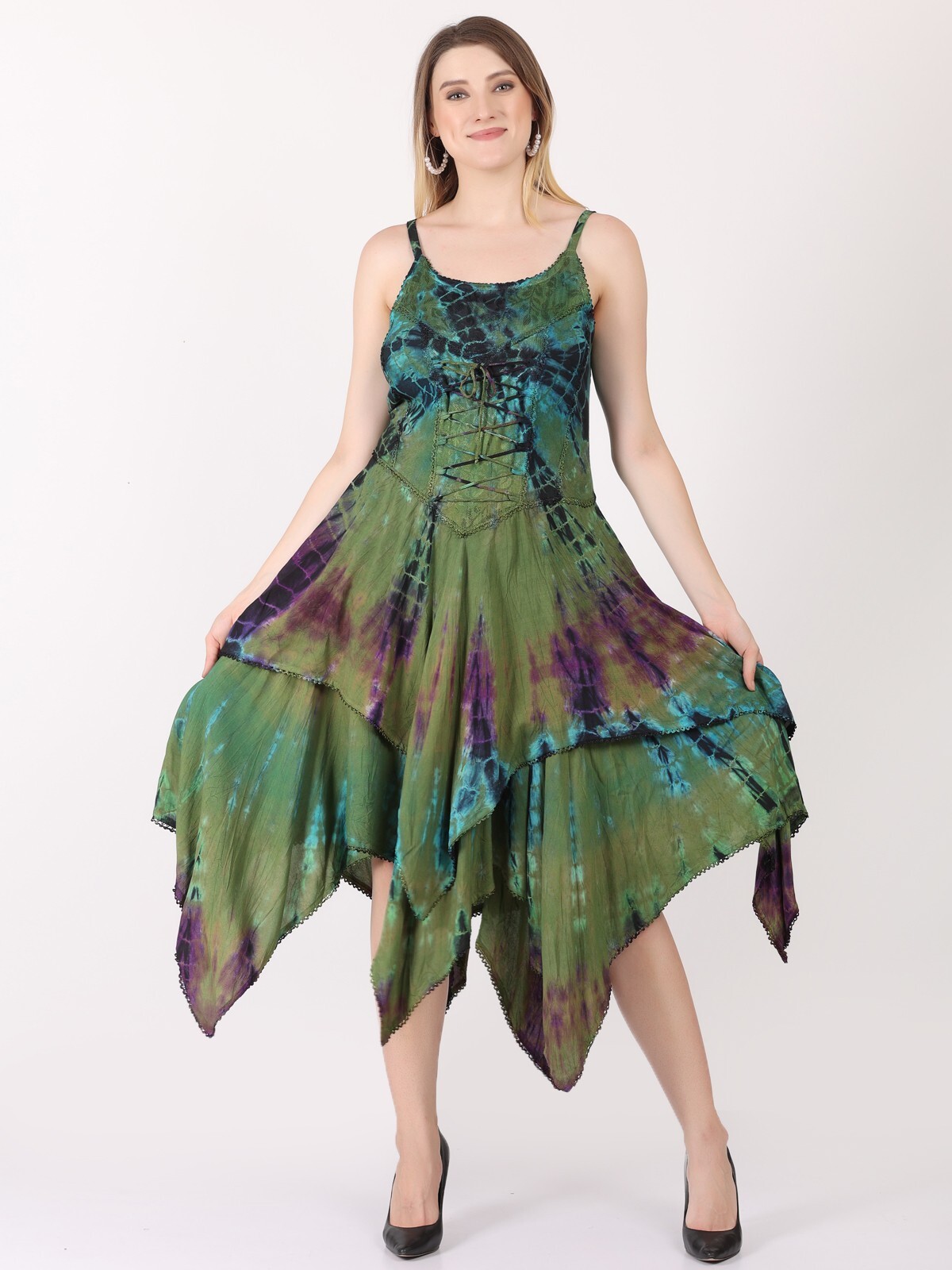 Women’s Casual Tie Dye Spaghetti Strap Pixie Fit & Flare Dress Wholesale Lot Mix