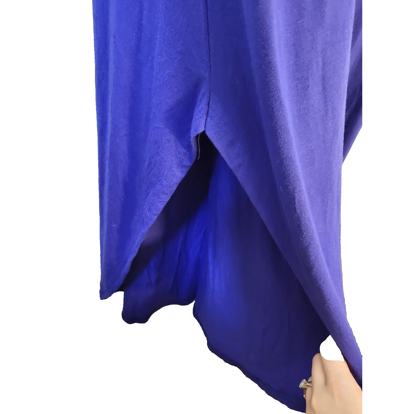 White Mark Dress Medium Cold Shoulder Blue Maxi Ruffle Cap Sleeve Double Slit