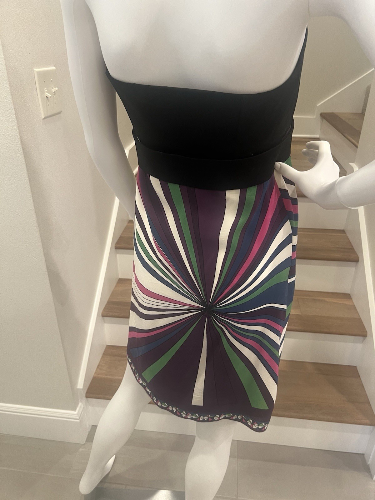 Strapless Multi Color Starburst Print Dress Size 42