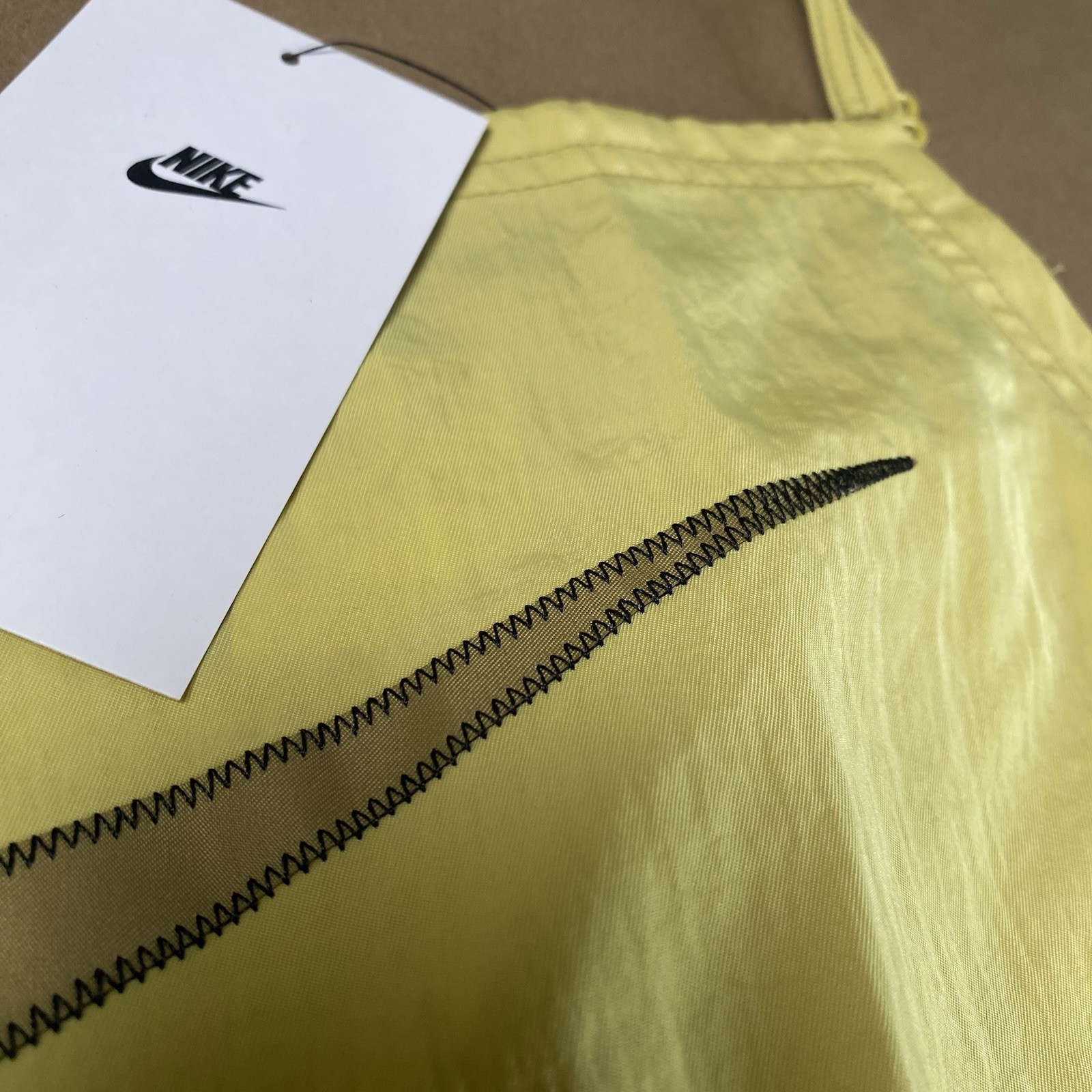 Nike M Medium NSW Swoosh Woven Casual Cami Dress Yellow Women Celery Sportswear